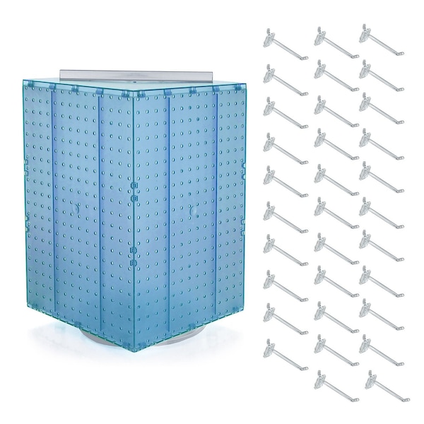 Four-Sided Revolving 14''W x 20''H Pegboard Counter Display w/ 32 4'' Hooks